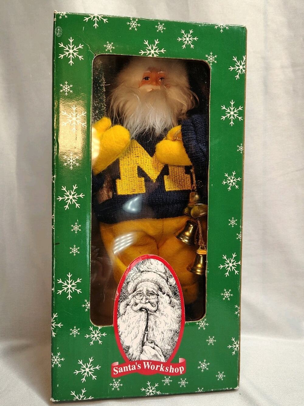 Vintage Michigan State Wolverines Santa Claus Figure Christmas Holiday Decor